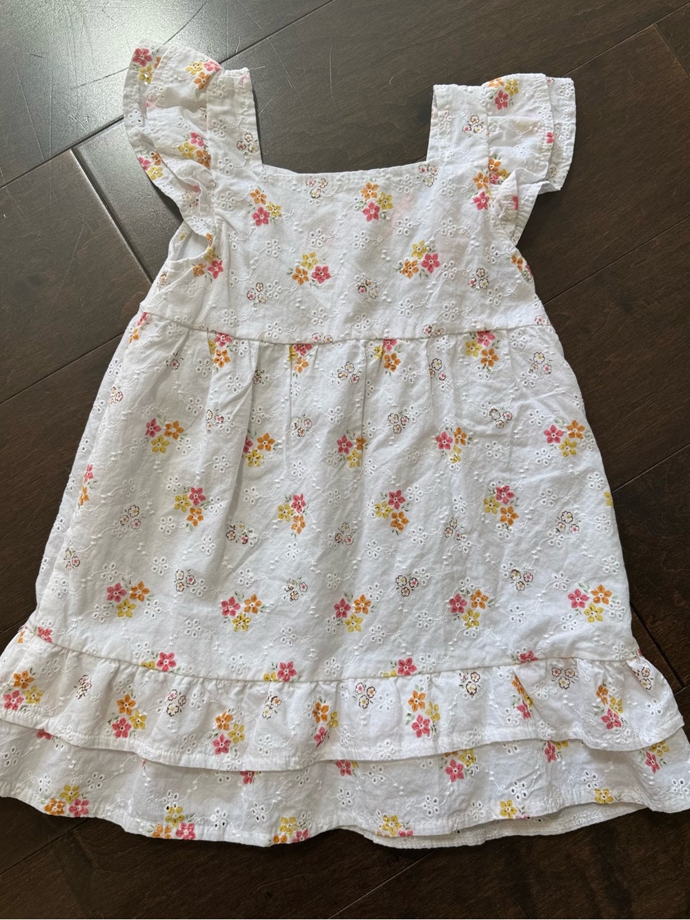 Rabbit and Bear White Eyelet Floral Ruffle Dress for Girls